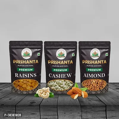 Premium Dry Fruits Collection Cashew Almond Raisins 100 gm Pack Of 3-thumb0