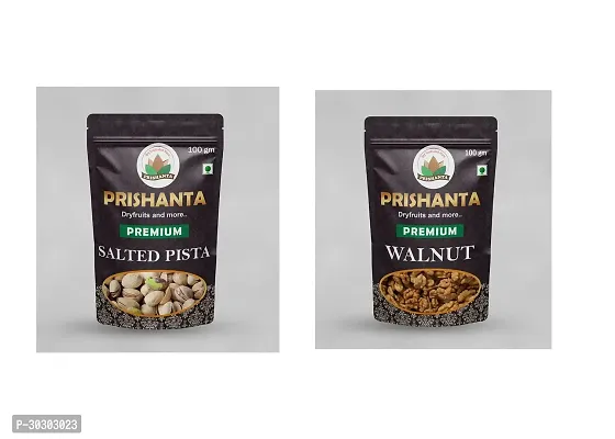 Premium Dry Fruits Collection Salted Pista and Walnut 100 gm Pack Of 2