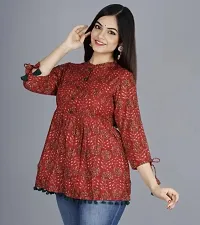 Kairab Rayon Short Top for Womens Embroidered Printed Short Kurti Tunic Tops for Women-thumb3