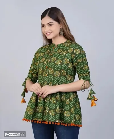 Kairab Rayon Short Top for Womens Embroidered Printed Short Kurti Tunic Tops for Women-thumb2
