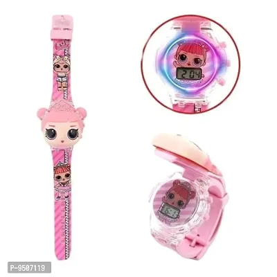 Watch for Kids on the theme of LOL Light Glowing Watch with Music Tune and Face Cover Multicolor Led Digital Light Kids Watch{3-9 Year-thumb0