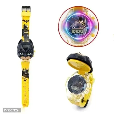 Watch for Kids on the theme of Bat Man Light Glowing Watch with Music Tune and Face Cover Multicolor Led Digital Light Kids Watch{3-9 Year