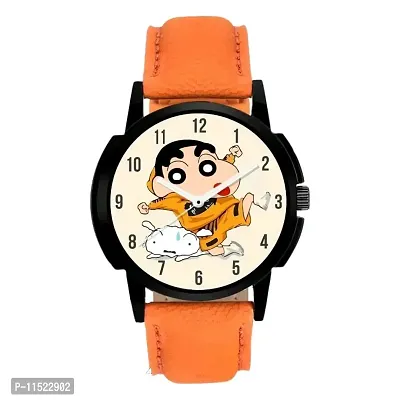 Trending Shinchan  Shiro Cartoon Orange Strap Analog Watch For Kids