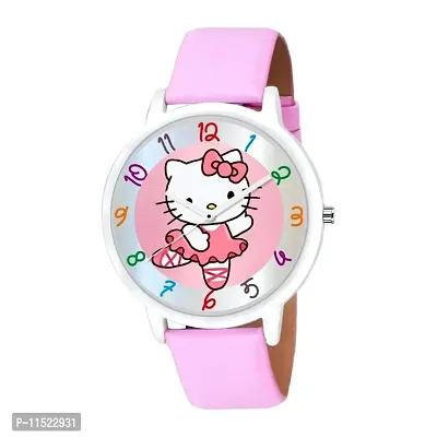 Trending Hello Kitty Ballet Cartoon Pink Strap Watch For Kids