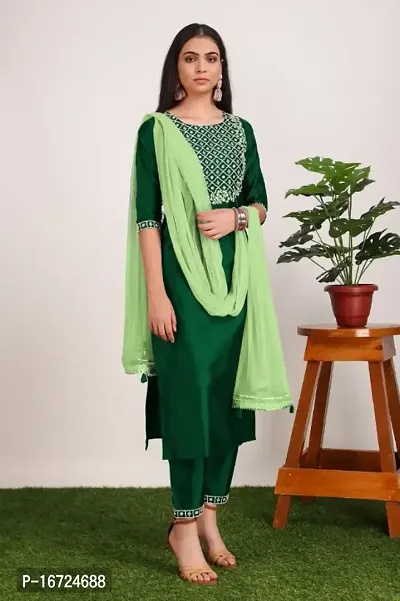 Fancy Taffeta Silk Kurta Set For Women-thumb0