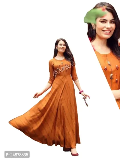 Stylish Fancy Designer Rayon Ethnic Gown For Women-thumb0