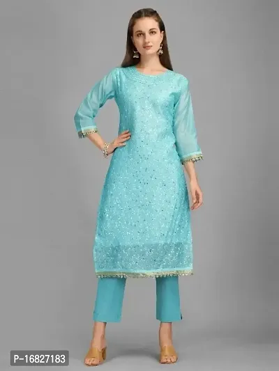 Stylish Fancy Chanderi Cotton Kurta For Women-thumb0