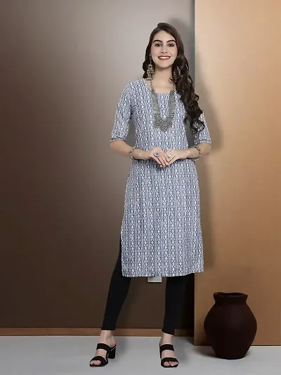 Stylish Crepe Printed Straight Kurtis