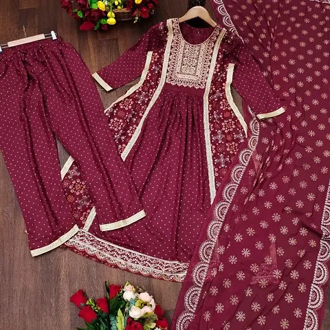 Beautiful Rayon Embroidered Kurta Set