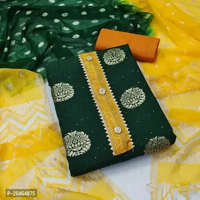 Elegant Banarasi Cotton Jacquard Dress Material With Dupatta For Women