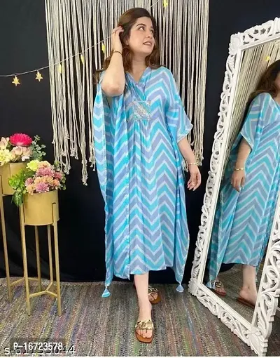 Stylish Rayon Zig Zag Printed Kaftan Kurta For Women-thumb3