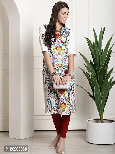 Beautiful A-Line Multicoloured Printed Crepe Kurta For Women-thumb0