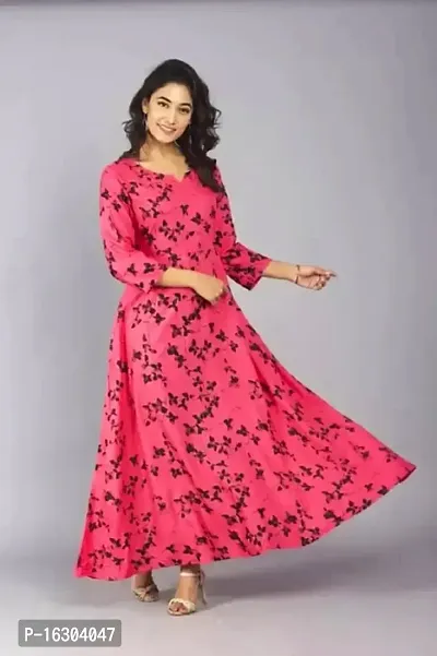 Stylish Rayon Printed Gown For Women-thumb0