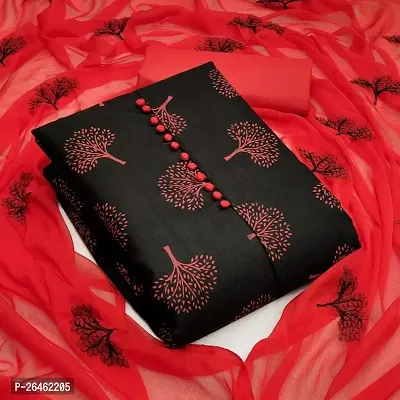 Elegant Cotton Slub Printed Dress Material With Dupatta For Women-thumb0