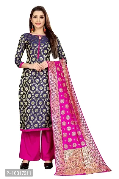 Trendy Jacquar UN-Stitched Salwar Suit With Banarasi Dupatta