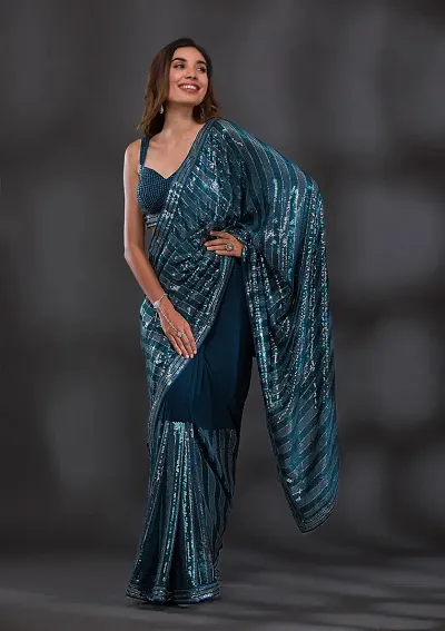 Glamorous Georgette Saree with Blouse piece 