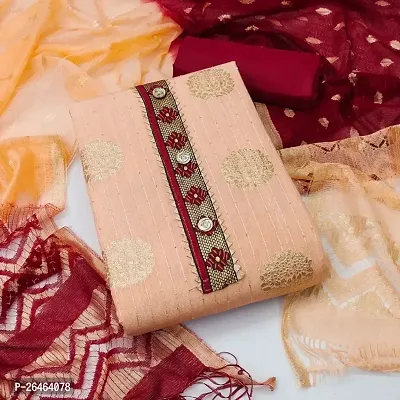 Elegant Banarasi Cotton Jacquard Dress Material With Dupatta For Women