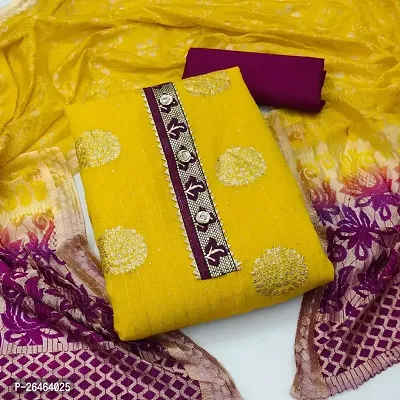 Elegant Banarasi Cotton Jacquard Dress Material With Dupatta For Women