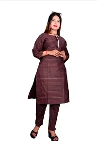 Elite Magenta Cotton Self Design Kurta With Pant Set For Women-thumb4