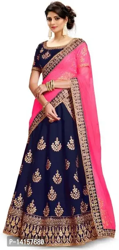 Stylish Multicoloured Satin  Lehenga Choli Set with Dupatta For Women-thumb0