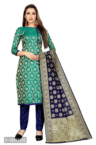 Trendy Jacquar UN-Stitched Salwar Suit With Banarasi Dupatta-thumb0