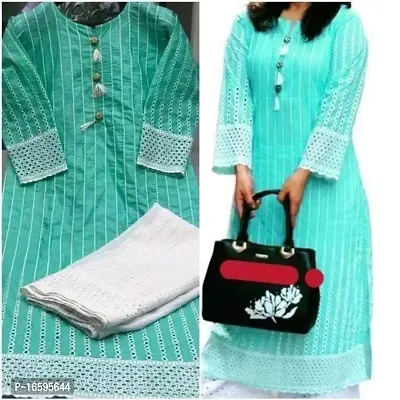 Trendy Women Cotton Kurta Bottom Set-thumb0