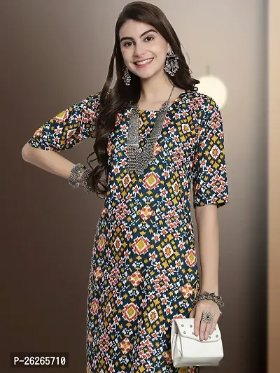 Beautiful A-Line Multicoloured Printed Crepe Kurta For Women-thumb0