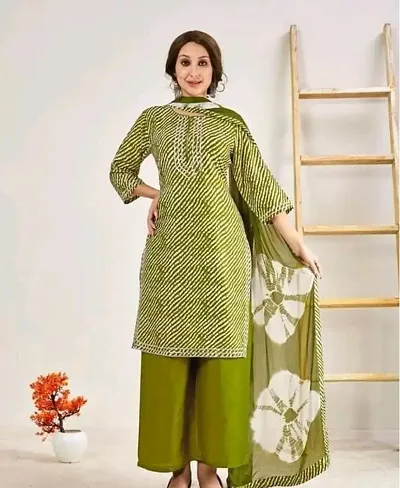 Rayon Kurta, Bottom With Dupatta