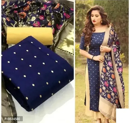 Classic Taffeta Silk Printed Dress Material with Dupatta for Women-thumb0