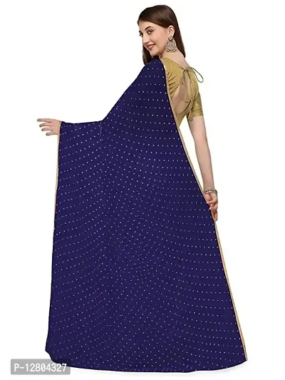 MDVP Women's Chiffon Foil Zari Work And Lycra Fancy Border Party Wedding Fashion Sarees (Navy Blue)-thumb2