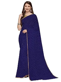 MDVP Women's Chiffon Foil Zari Work And Lycra Fancy Border Party Wedding Fashion Sarees (Navy Blue)-thumb2