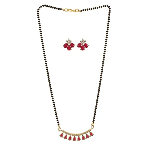 Indian Mangalsutra Wedding Jewelry Kundan Bridal Beads Chain Necklace with Earrings