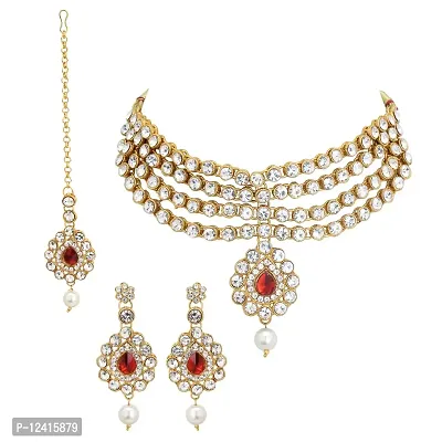 Sparkle World Gahne Mall Red Gold Plated Alloy Fashion Jewelry Necklace Set for Women-thumb0