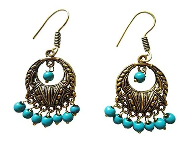 GahneMall Oxidised fashion Pearls Earrings/Jhumka for Women & Girls (Turquoise)