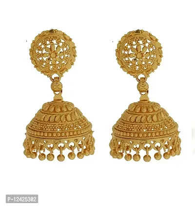 GahneMall Gold platted Punjabi Bridal Wedding Fashion Earrings/Jhumka for Women & Girls (Yellow)