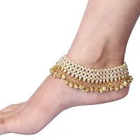 Sparkle World Indian Traditional Gold Tone Rhinestone Ethnic Cz Stone Bridal Anklet For Women-thumb3