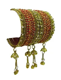 Gahne Mall Amazing Collection of Thread & Antique Jhumki Stone Bangles (Red)-thumb1