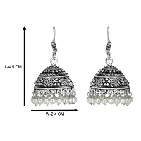 Indian Traditional Silver Oxidized Pearls Jhumka Jhumki Fashion Jewelry Earring-thumb1