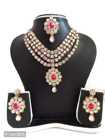 Sparkle World Gahne Mall Red Gold Plated Alloy Fashion Jewelry Necklace Set for Women-thumb5