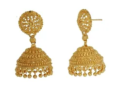 GahneMall Gold platted Punjabi Bridal Wedding Fashion Earrings/Jhumka for Women & Girls (Yellow)-thumb1