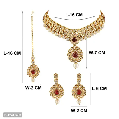 Gahne Mall Indian Traditional Gold Tone Kundan Wedding Party Jewelry Set For Women & Girls-thumb5