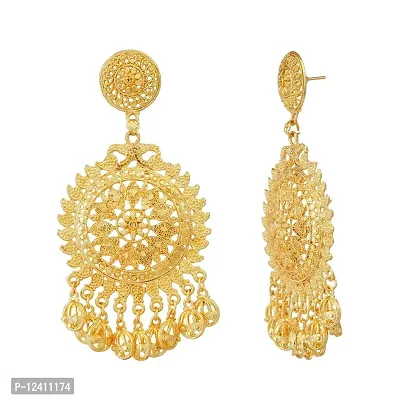 Indian Traditional Bollywood Designer Gold Plated Fashion Filigree Earrings-thumb4