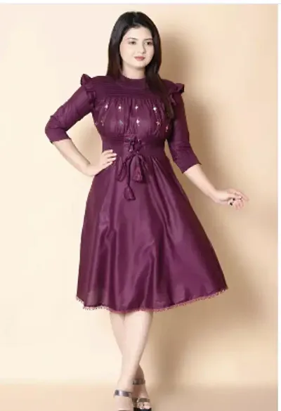 Stylish Knitted Solid Dress For Women