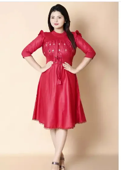 Stylish Knitted Solid Dress For Women