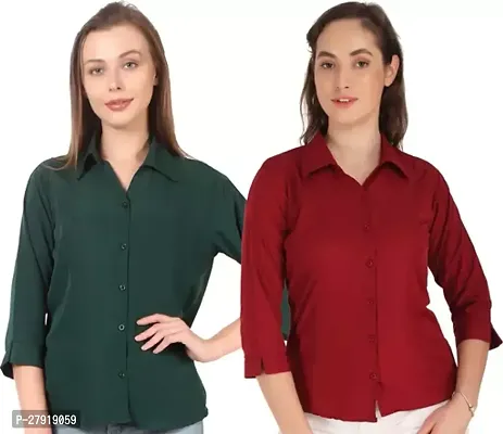 Elegant Multicoloured Rayon Solid Shirt For Women Pack of 2-thumb0