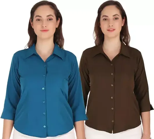 Elegant Rayon Solid Shirt For Women Pack of 2