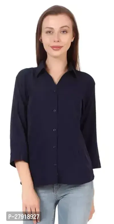 Elegant Blue Rayon Solid Shirt For Women-thumb0