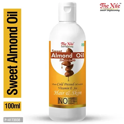 The Nile Pure and Natural Sweet Almond Oil with Vitamin E for Hair Regrowth and Body 100 Ml