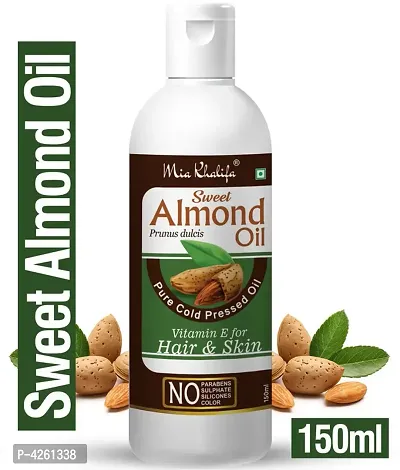 Mia Khalifa Sweet Almond Oil With Vitamin E For Hair Regrowth  Body Oil 150 Ml