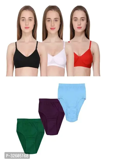 WOMEN BRA PANTY SET PACK OF 3-thumb0